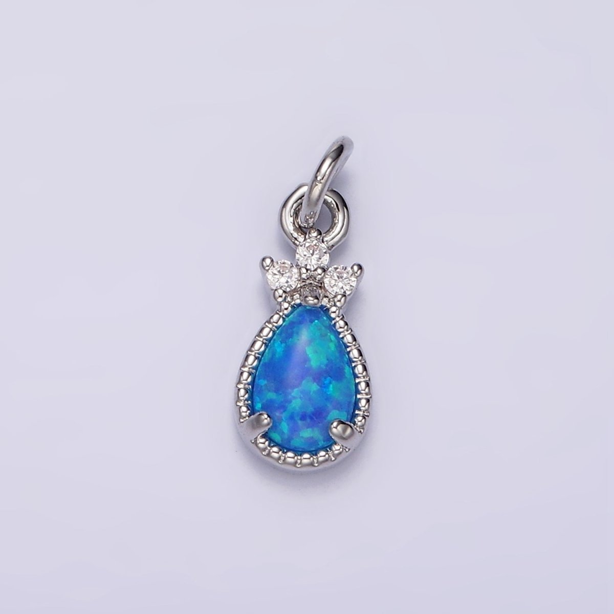 14K Gold Filled Blue Opal; Teardrop Mini Add-On Charm in Gold & Silver | AG424 AG425 - DLUXCA