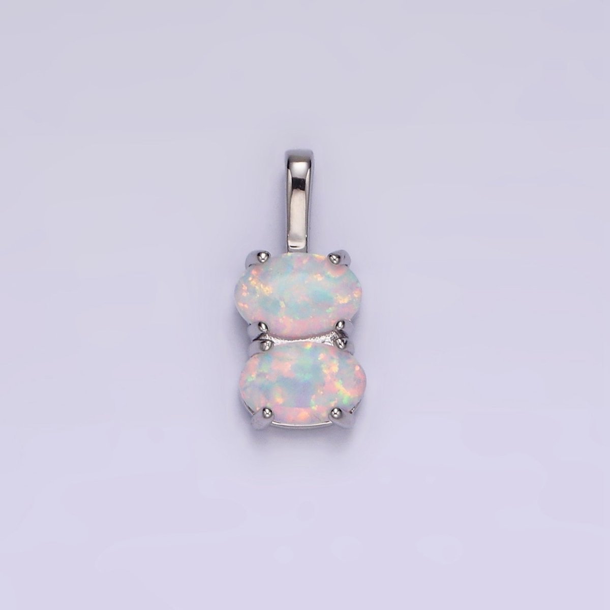 14K Gold Filled Blue Opal, White Opal Double Oval Pendant in Gold & Silver | N1899 - N1902 - DLUXCA