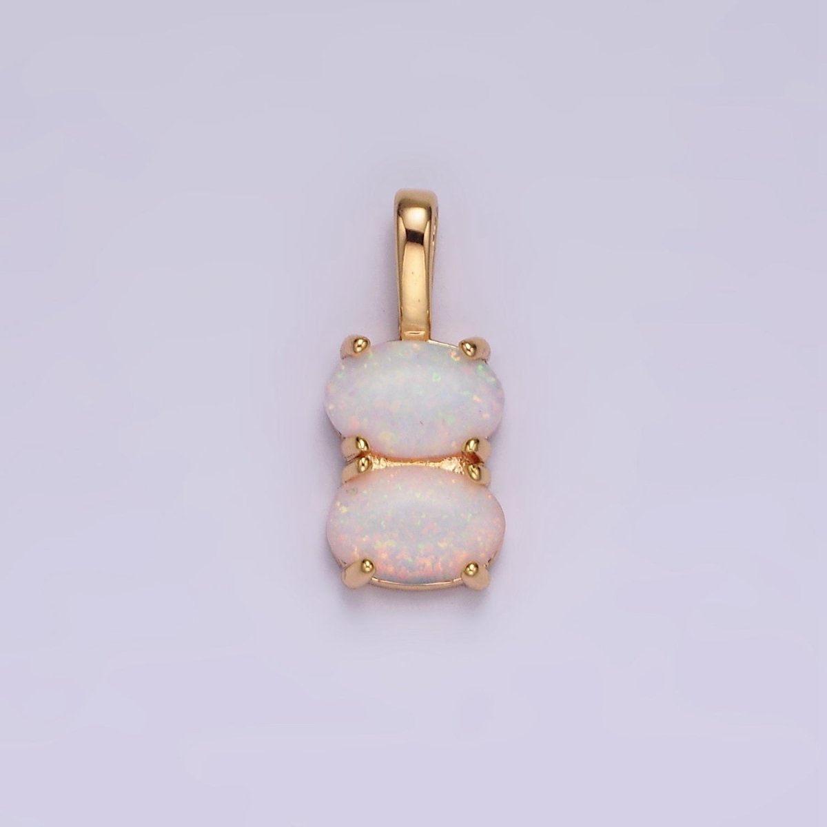 14K Gold Filled Blue Opal, White Opal Double Oval Pendant in Gold & Silver | N1899 - N1902 - DLUXCA