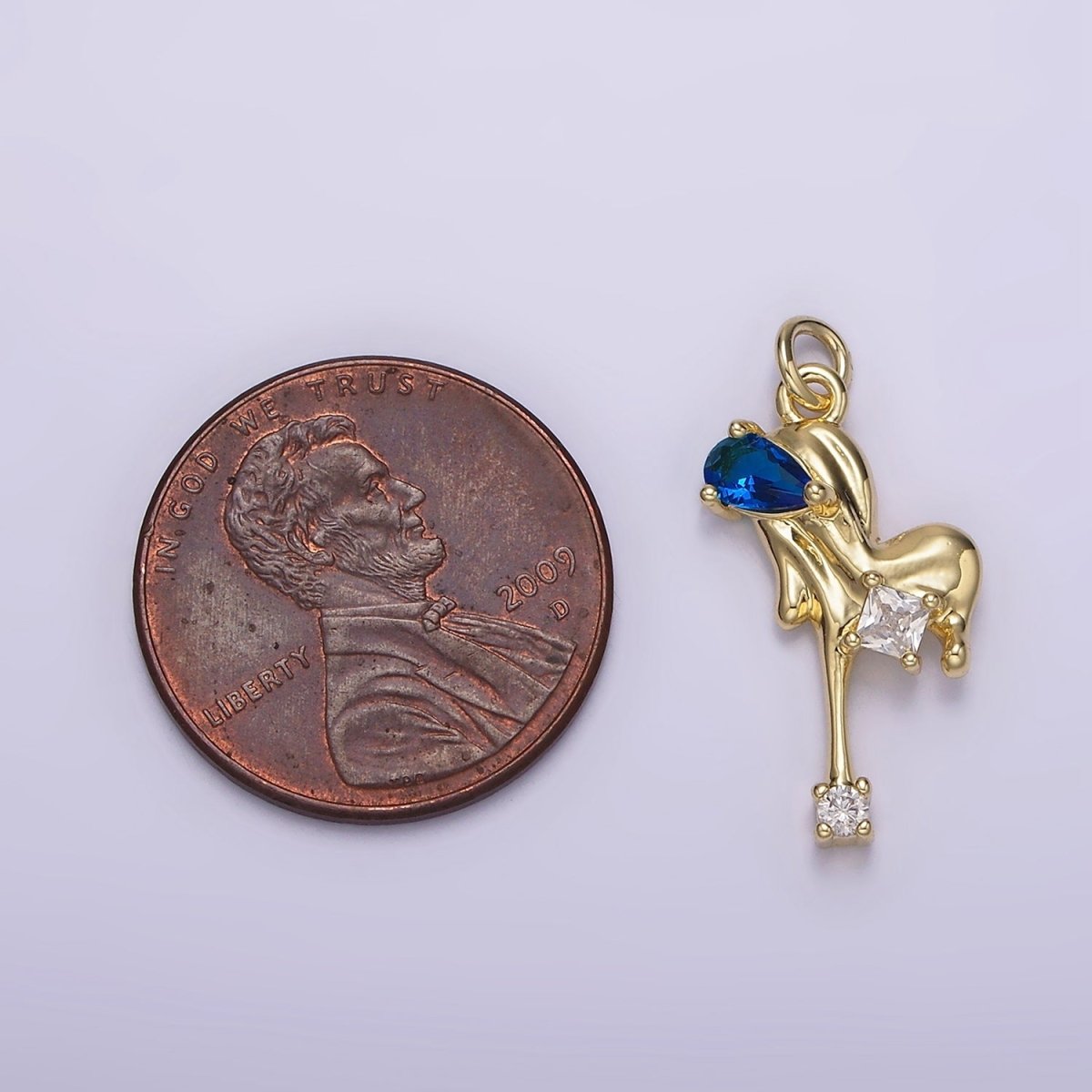 14K Gold Filled Blue, Pink, Clear Teardrop CZ Molten Drip Heart Charm | AG235 - AG237 - DLUXCA