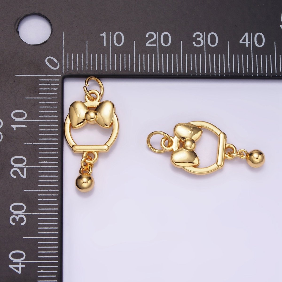 14K Gold Filled Bow Ribbon Open Round Ball Drop Charm | AG650 - DLUXCA