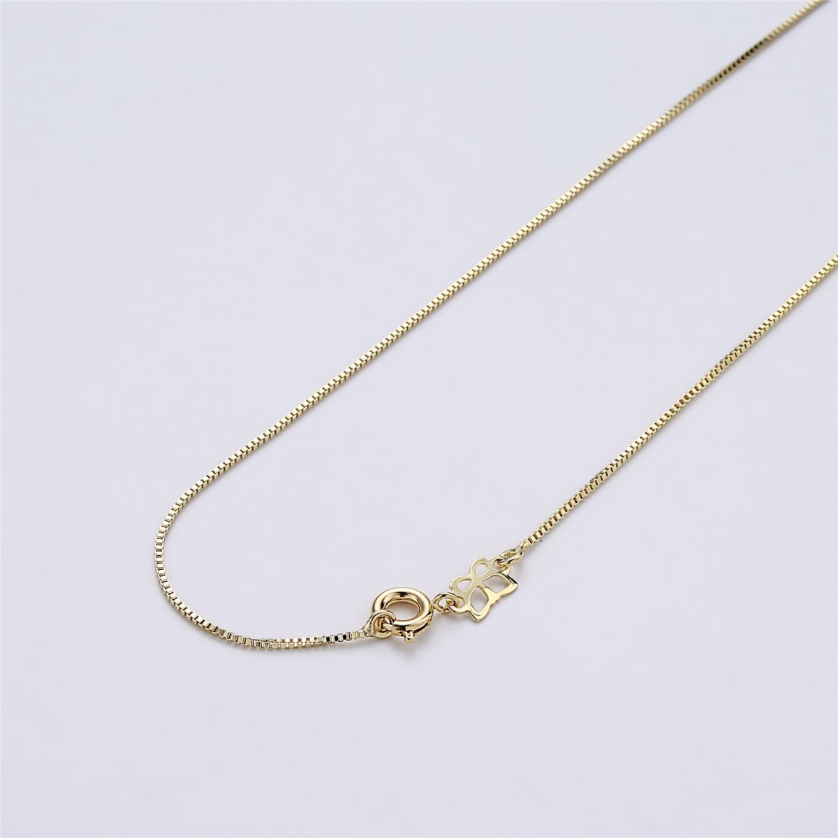 14K Gold Filled Box Chain Necklace, 18 Inch Box Chain Necklace, Dainty 0.7mm Box Necklace w/ Spring Ring | WA-411 Clearance Pricing - DLUXCA
