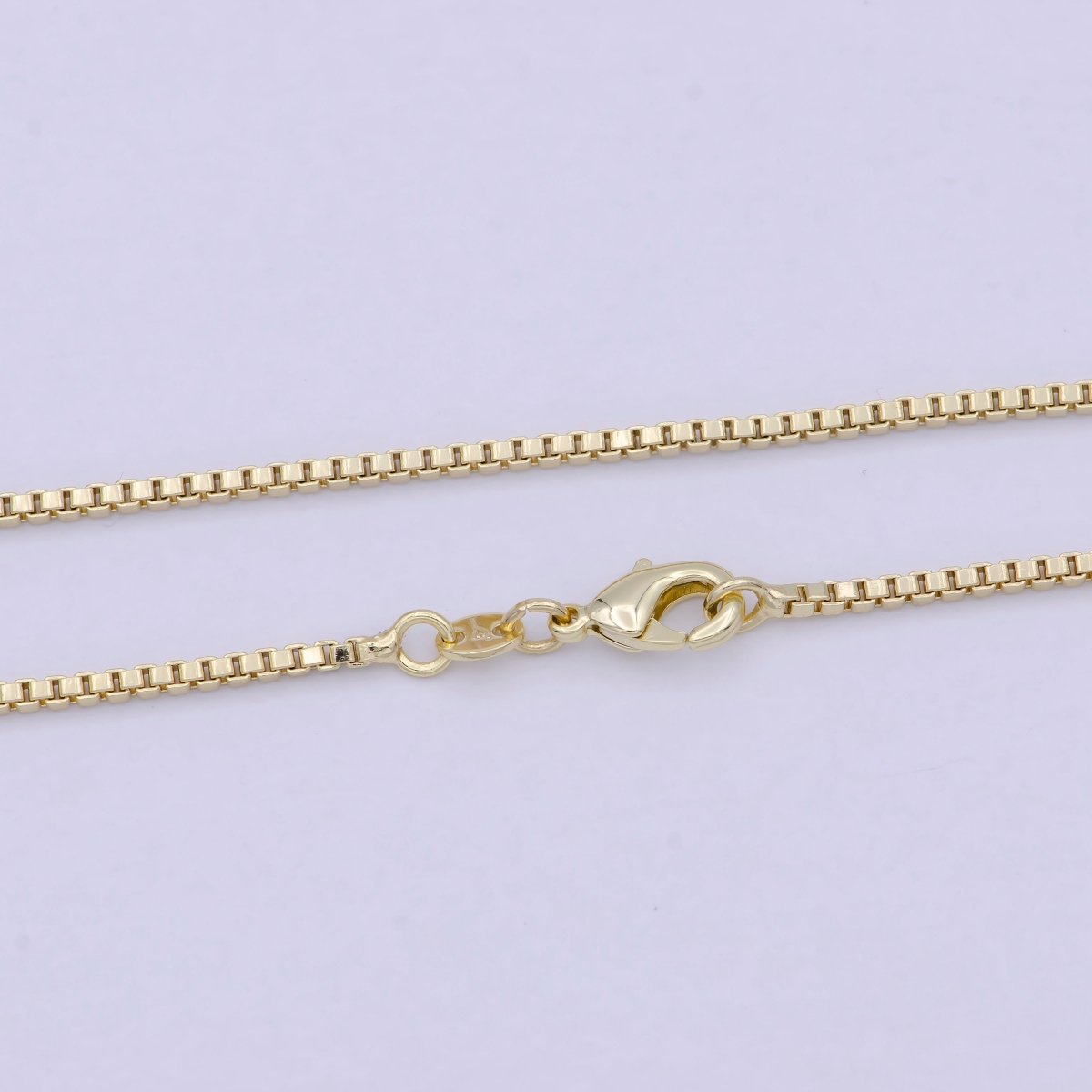 14K Gold Filled Box Chain Necklace 18 Inch Box Chain Necklace, Dainty 1.2mm Box Necklace w/ Lobster Clasp | WA-813 Clearance Pricing - DLUXCA