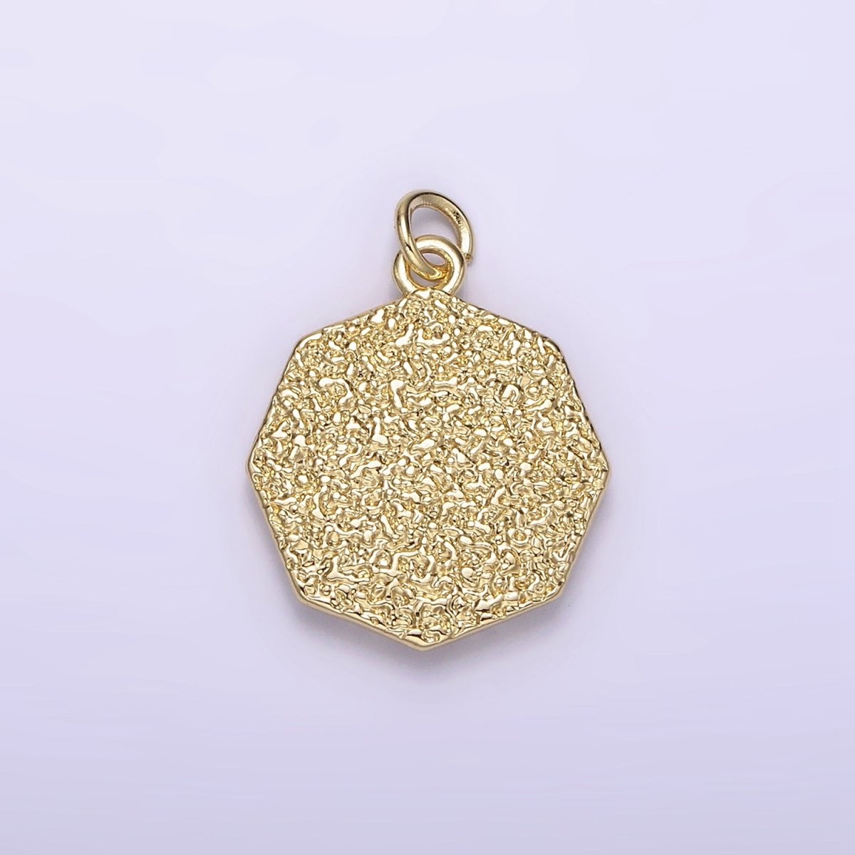 14K Gold Filled Braided Girl Princess Mermaid Lady Portrait Cameo CZ Hammered Octagonal Charm | AG184 - DLUXCA
