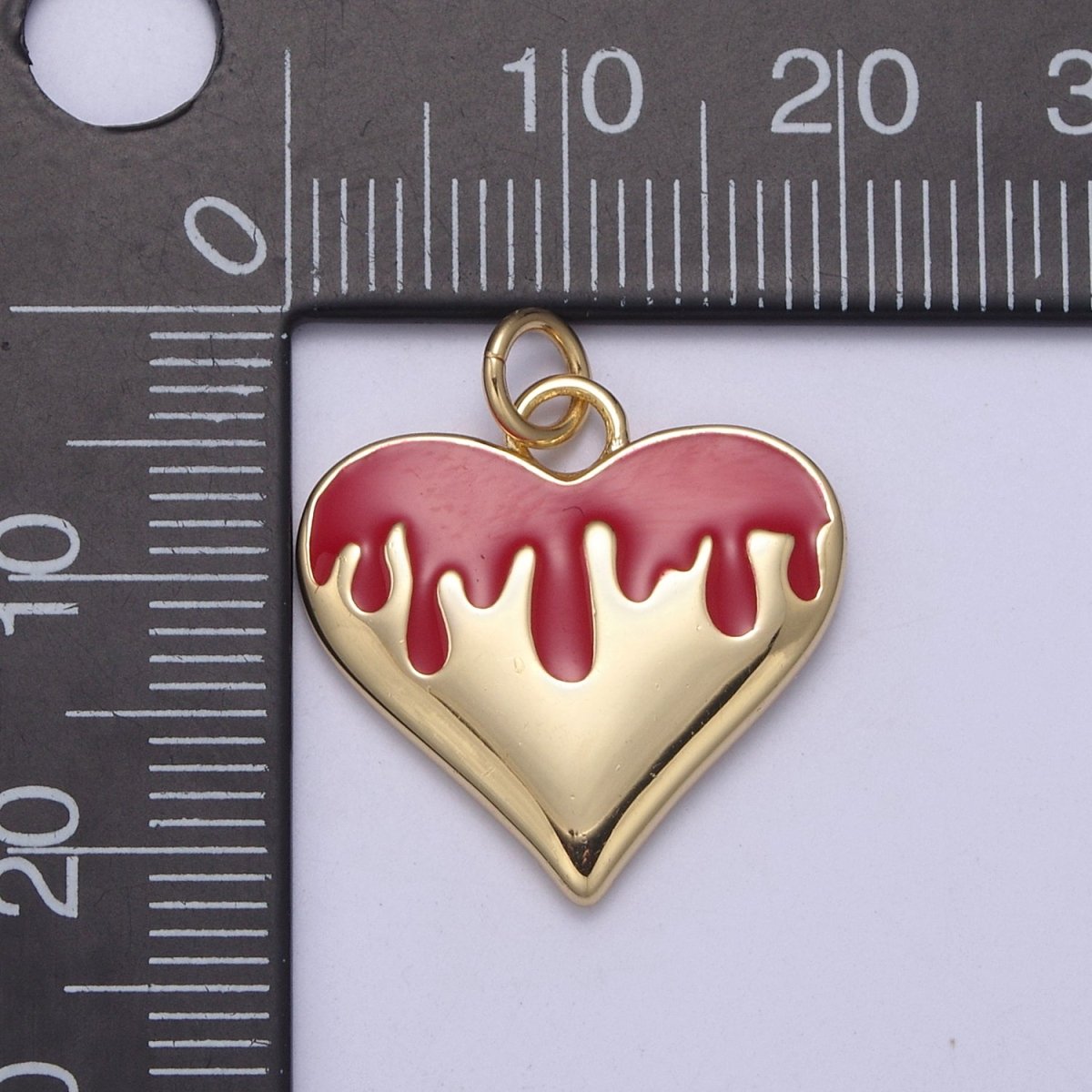 14k Gold Filled Broken Heart Charm Dripping Blood Red Black White Enamel Love for Valentine Jewelry Making N-347 - N-349 - DLUXCA