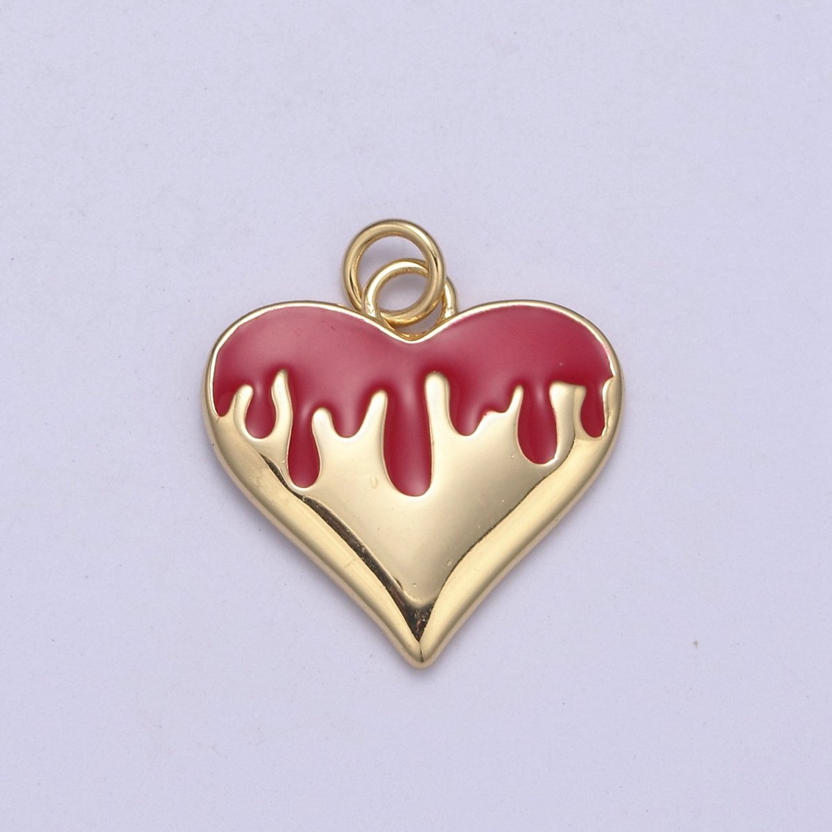 14k Gold Filled Broken Heart Charm Dripping Blood Red Black White Enamel Love for Valentine Jewelry Making N-347 - N-349 - DLUXCA