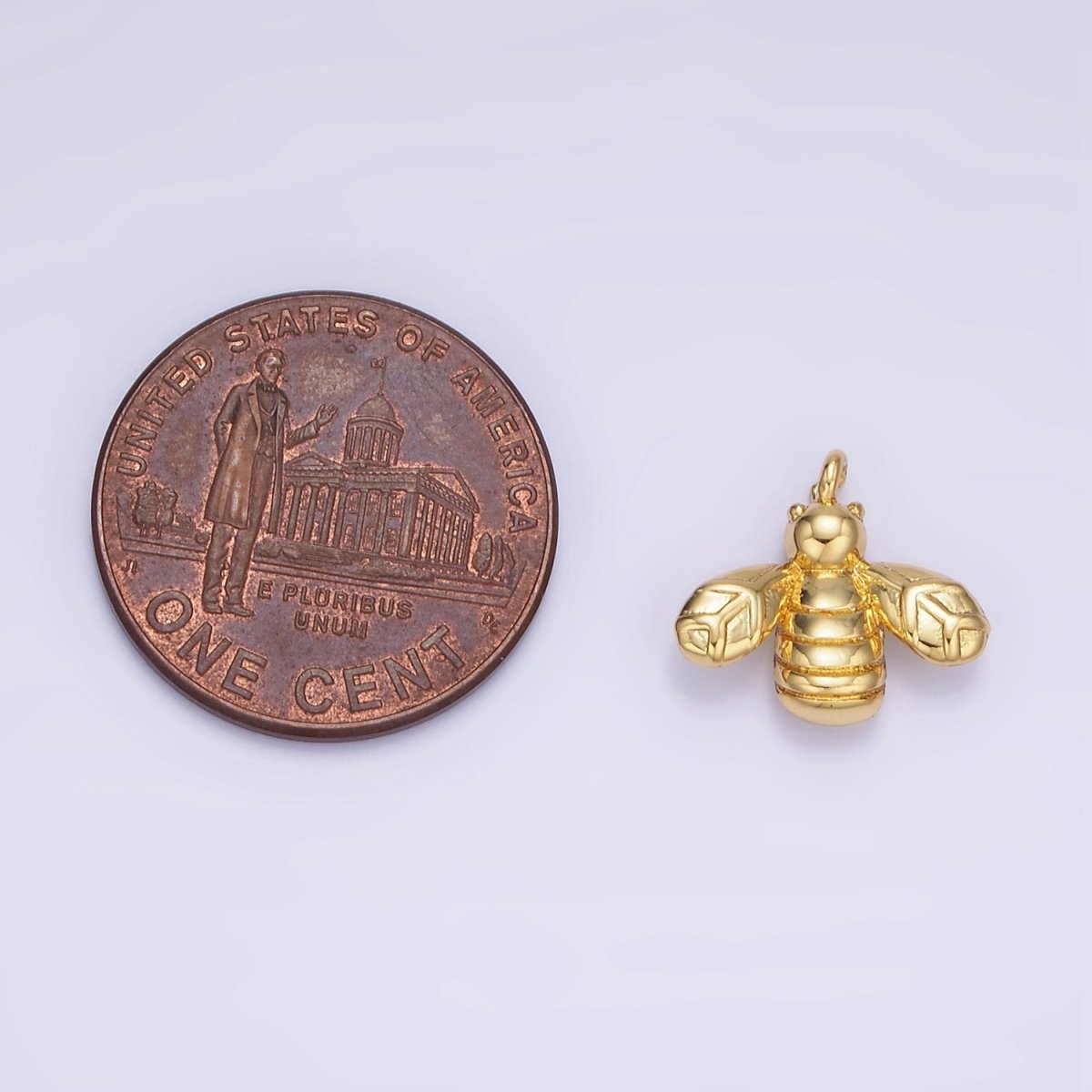 14K Gold Filled Bumble Queen Bee Insect Lined Charm | AG633 - DLUXCA