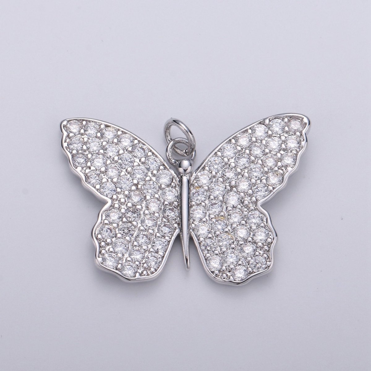 14K Gold Filled Butterfly Charm CZ Micro Pave, Butterfly Pendant, Butterfly Bracelet, Cubic Zirconia Charm Silver Mariposa Charm, D-387 D-388 - DLUXCA