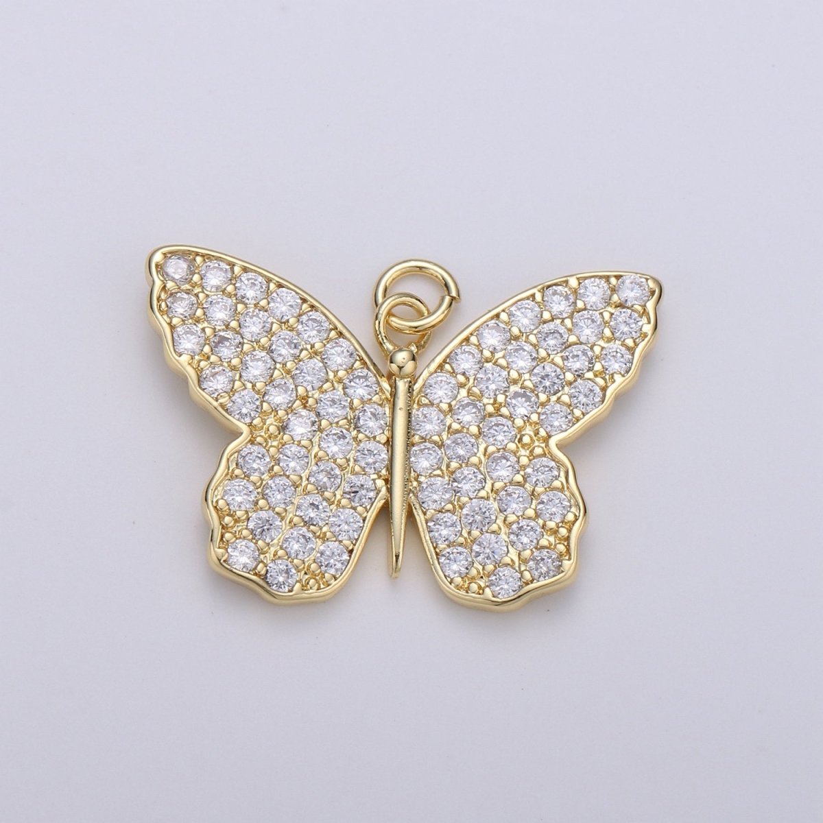 14K Gold Filled Butterfly Charm CZ Micro Pave, Butterfly Pendant, Butterfly Bracelet, Cubic Zirconia Charm Silver Mariposa Charm, D-387 D-388 - DLUXCA