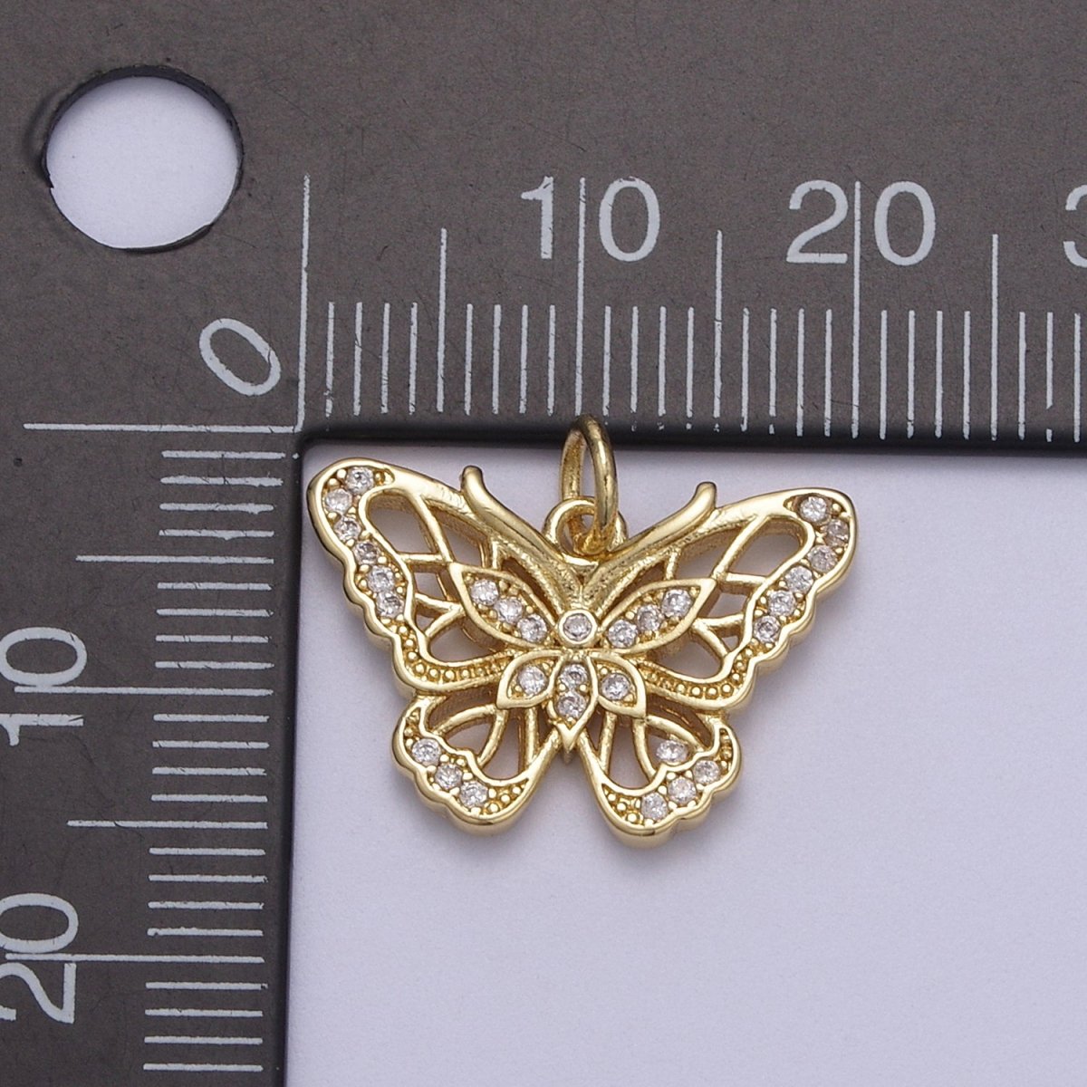 14k Gold Filled Butterfly Charm Mini Mariposa Pendant Micro Pave Animal Insect Jewelry Inspired N-667 - DLUXCA