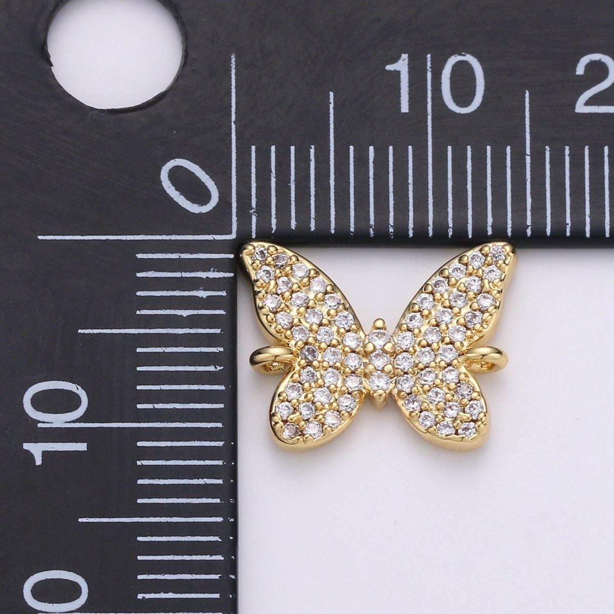 14K Gold Filled Butterfly Connector - Dainty Link Connector- Cubic Mariposa Charm Connector- for Necklace Bracelet Component F-501 - DLUXCA