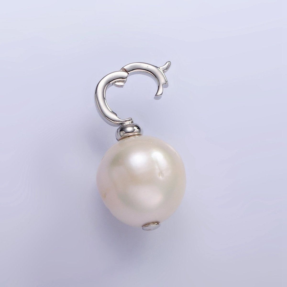 14K Gold Filled Button Freshwater Pearl Drop Snap Latch Bail Pendant in Gold & Silver | P1699 - DLUXCA