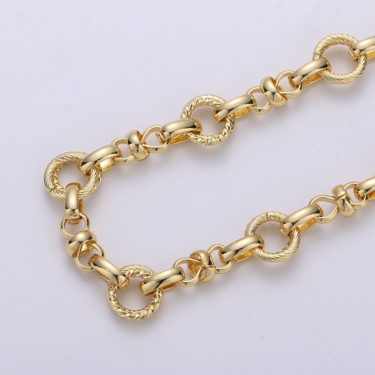 14K Gold Filled Cable Double Eternity Chain By Yard, Bracelet Necklace Chain Supplies Component | ROLL-307 Clearance Pricing - DLUXCA
