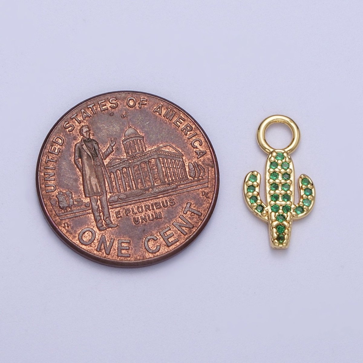 14K Gold Filled Cactus Green Micro Paved CZ Charm | A-292 - DLUXCA