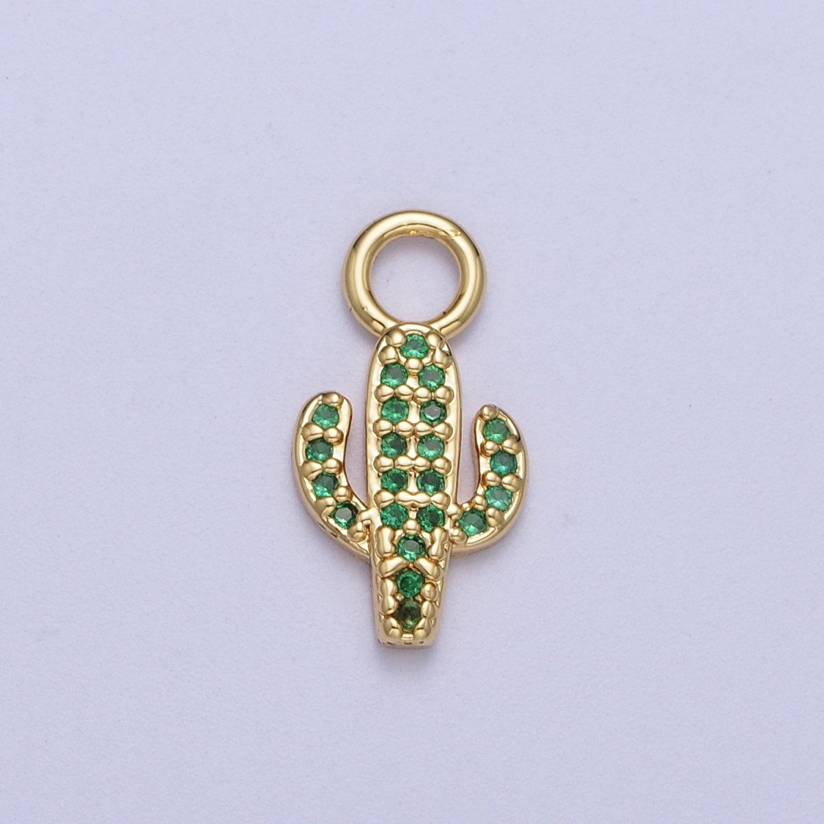 14K Gold Filled Cactus Green Micro Paved CZ Charm | A-292 - DLUXCA