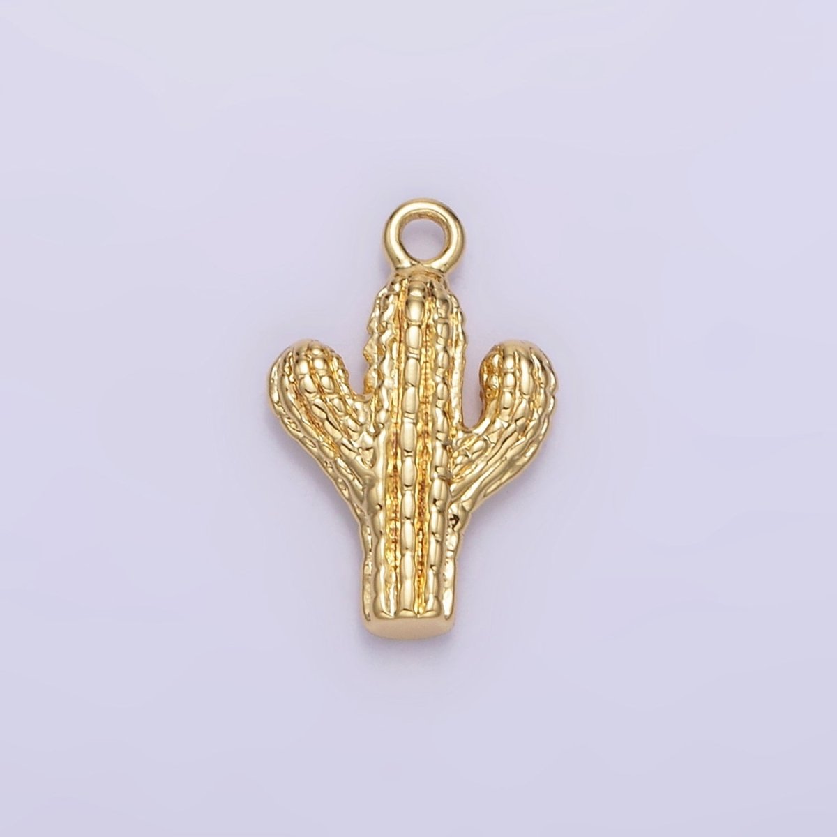 14K Gold Filled Cactus Plant Nature Textured Charm in Gold & Silver | W532 - DLUXCA