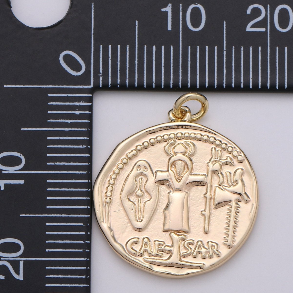 14k Gold Filled Caesar coin charms Dainty Greek charms, Olympus charms Caesar pendant, Caesar charms, medallion charms for Necklace Bracelet D-390 - DLUXCA
