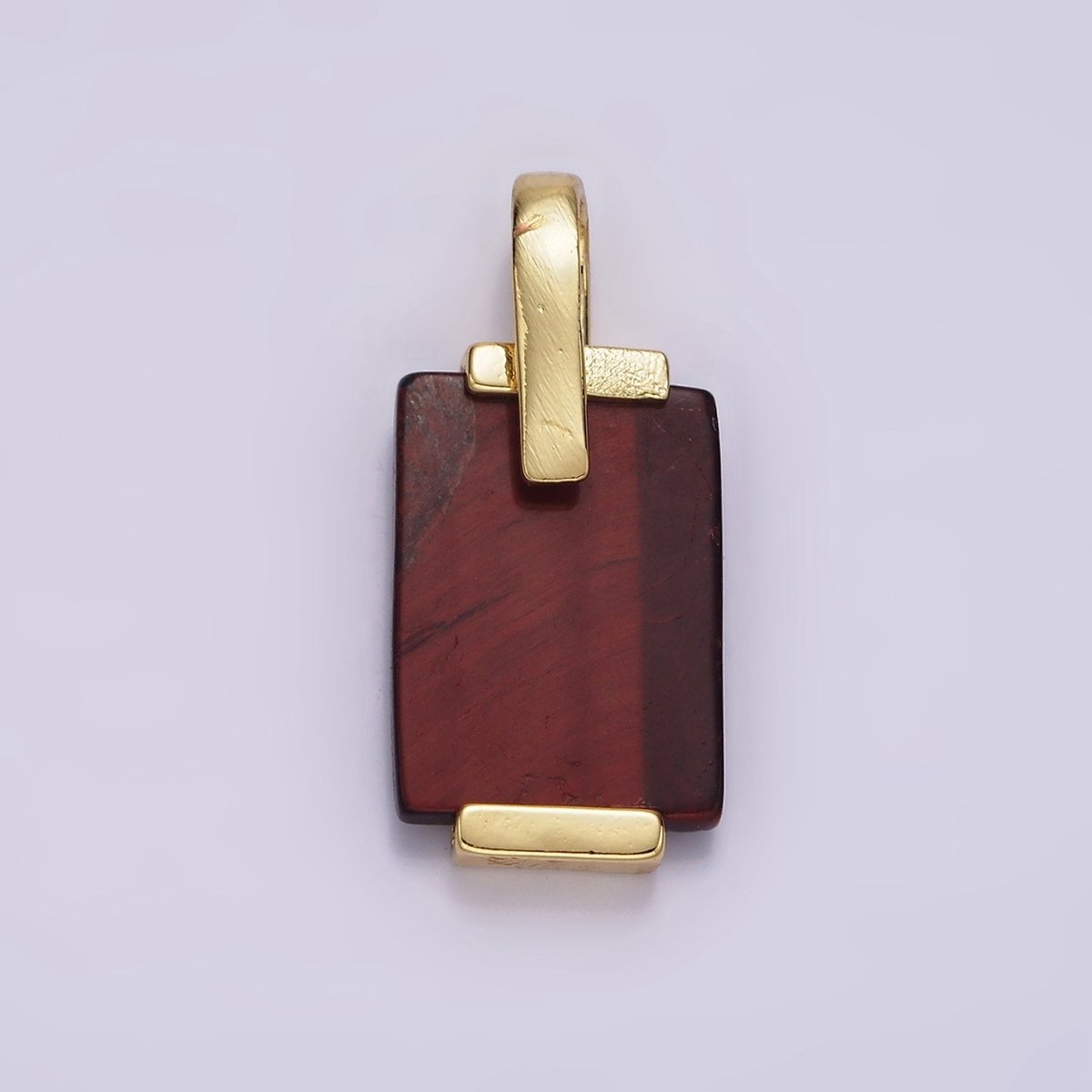 14K Gold Filled Carnelian, Tiger Eye, Green Agate Rectangular Bar Rhombus Pendant | AH131 AH132 - DLUXCA