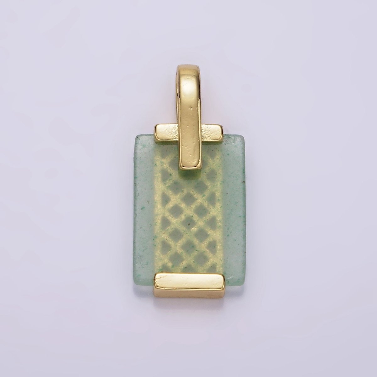 14K Gold Filled Carnelian, Tiger Eye, Green Agate Rectangular Bar Rhombus Pendant | AH131 AH132 - DLUXCA