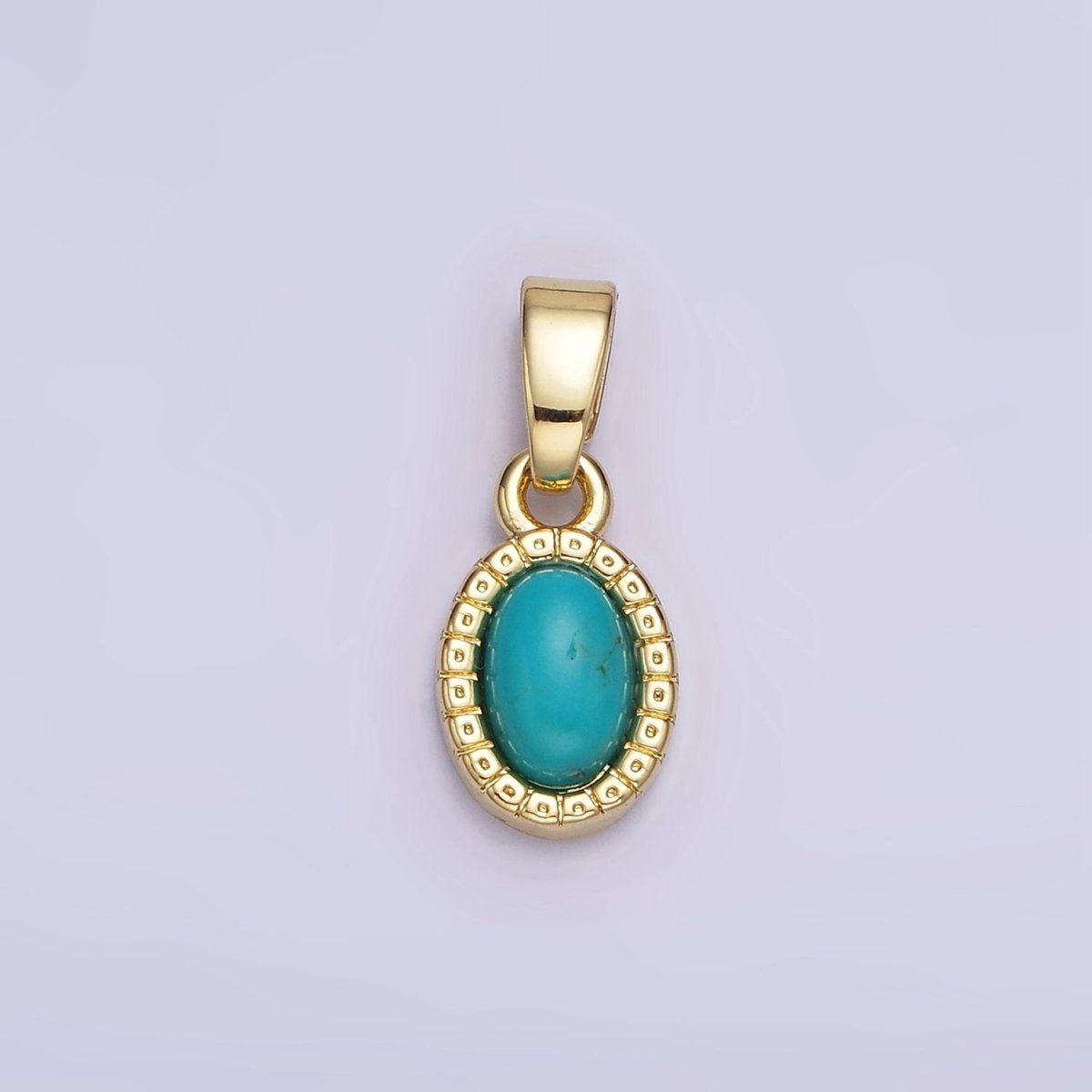 14K Gold Filled Carnelian, Turquoise Oval Gemstone Bezel Pendant | AH160 - DLUXCA
