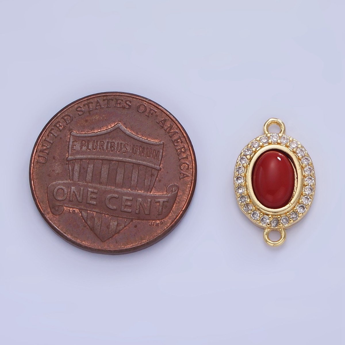 14K Gold Filled Carnelian, Turquoise Oval Micro Paved CZ Connector | G353 - DLUXCA