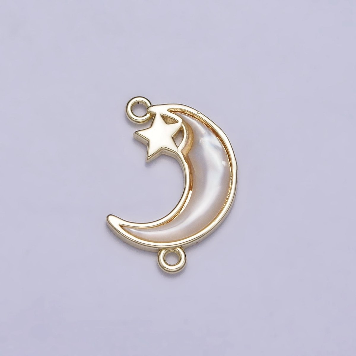 14K Gold Filled Celestial Crescent Moon Star Shell Pearl Connector | AA1018 - DLUXCA