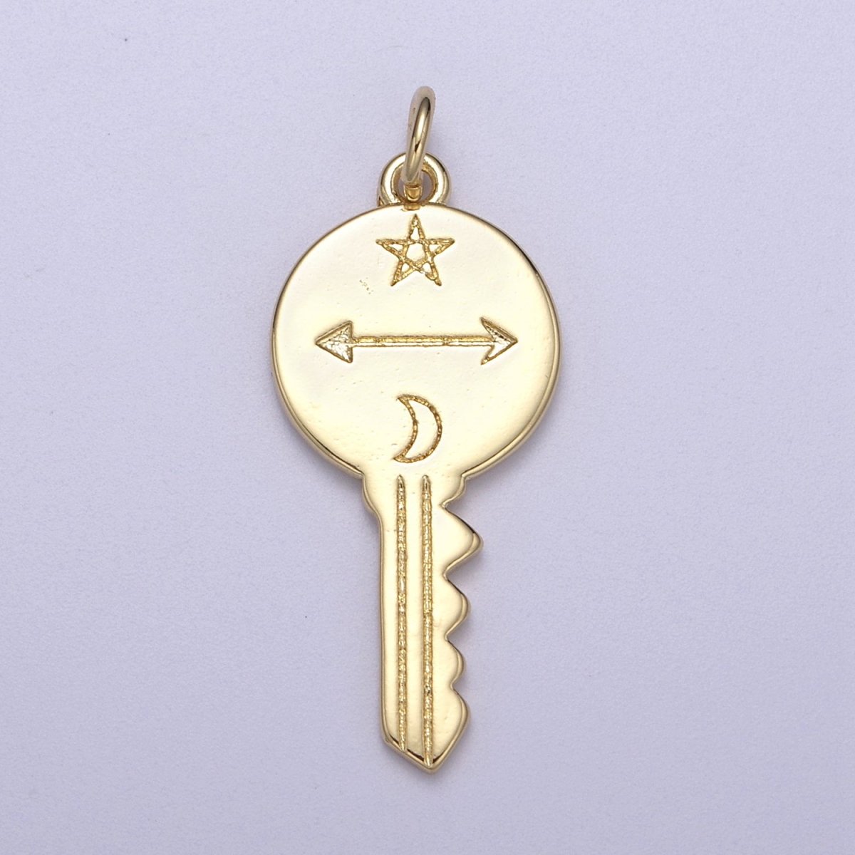 14K Gold Filled Celestial Key | Key Pendant | Gold Key Necklace | Key Charm | Star Moon Arrow N-299 - DLUXCA