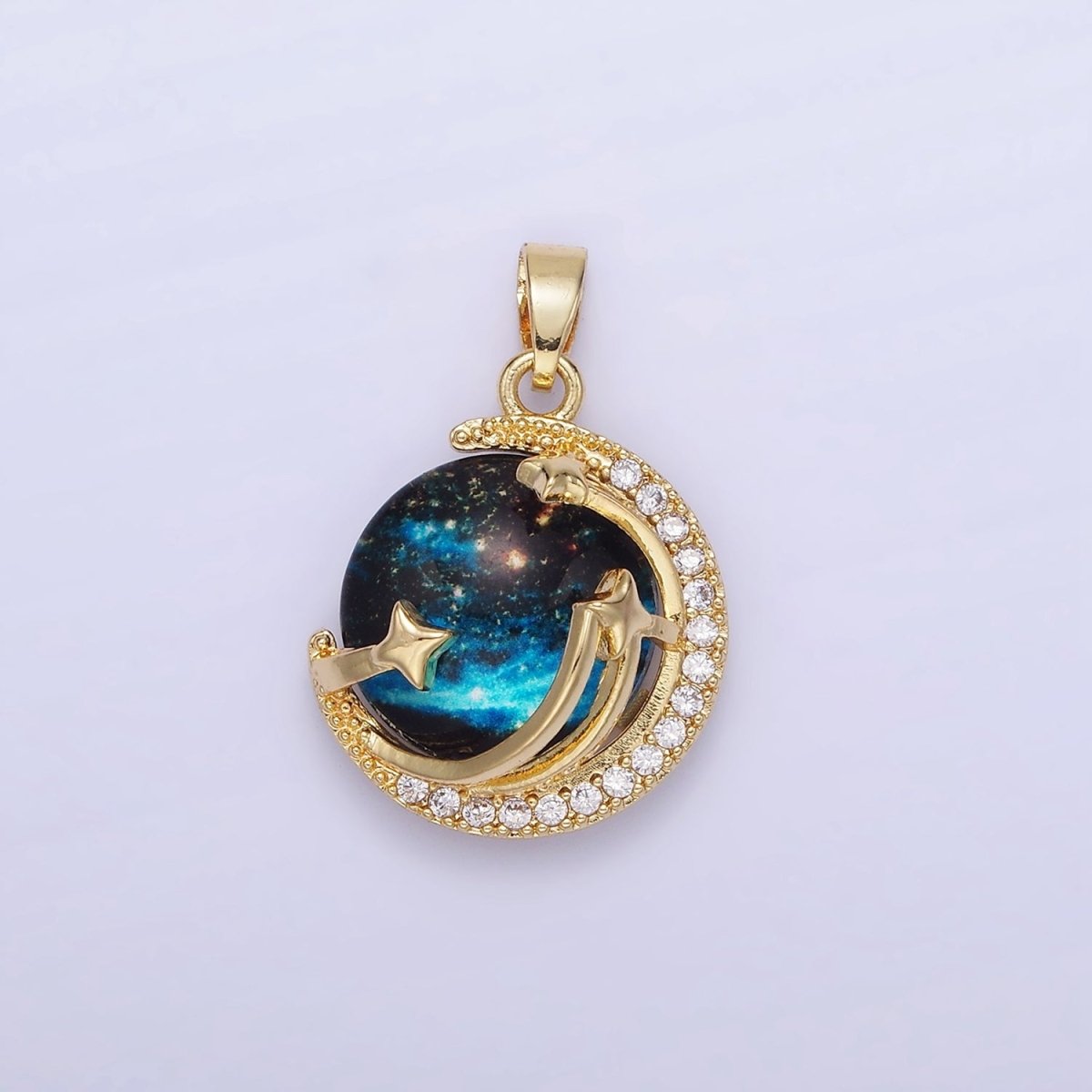 14K Gold Filled Celestial Planet Shooting Star Micro Paved CZ Pendant | AA1180 - DLUXCA