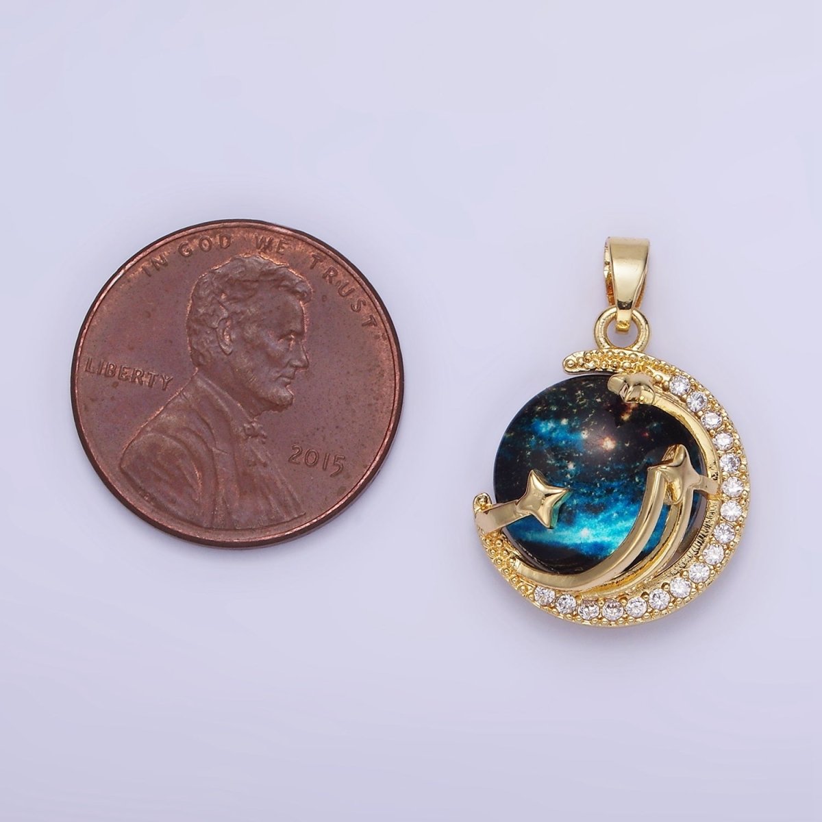 14K Gold Filled Celestial Planet Shooting Star Micro Paved CZ Pendant | AA1180 - DLUXCA