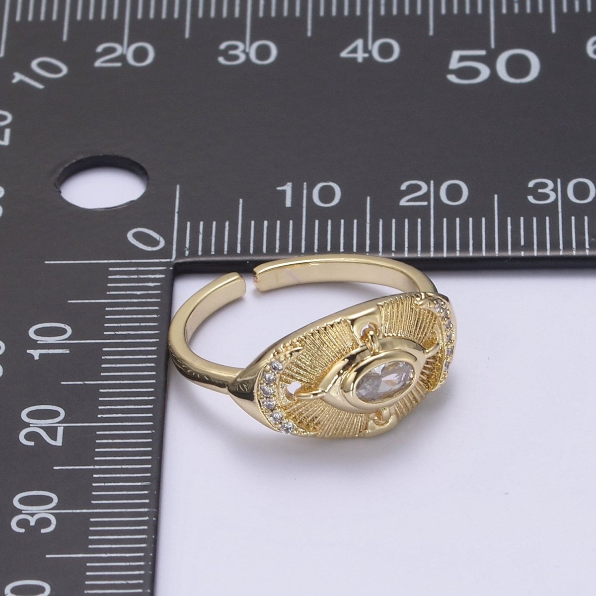 14k Gold Filled Celestial Ring, Goddess Ring, Eye Ring, Moon Ring, Minimalist Ring, Dainty Gold Ring, Stacking Ring, Christmas Gift U-319 - DLUXCA