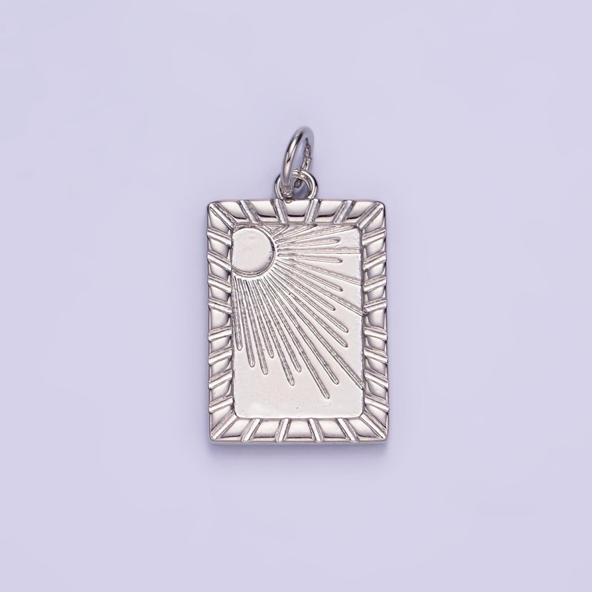 14K Gold Filled Celestial Sun Ray Lined Tag Charm in Gold & Silver | W563 - DLUXCA