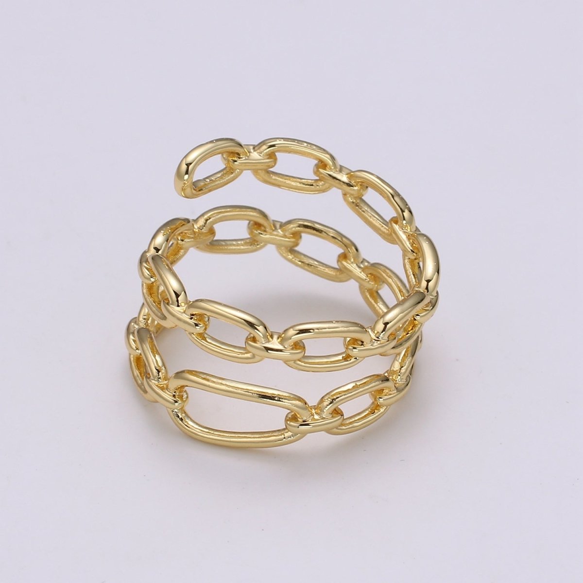 14k Gold Filled Chain Ring, Gold Stacking Ring, Thick Chain Ring, Cable Chain Ring, Statement Ring, Gold Link Ring for Minimalist Jewelry R303 O1003 - DLUXCA