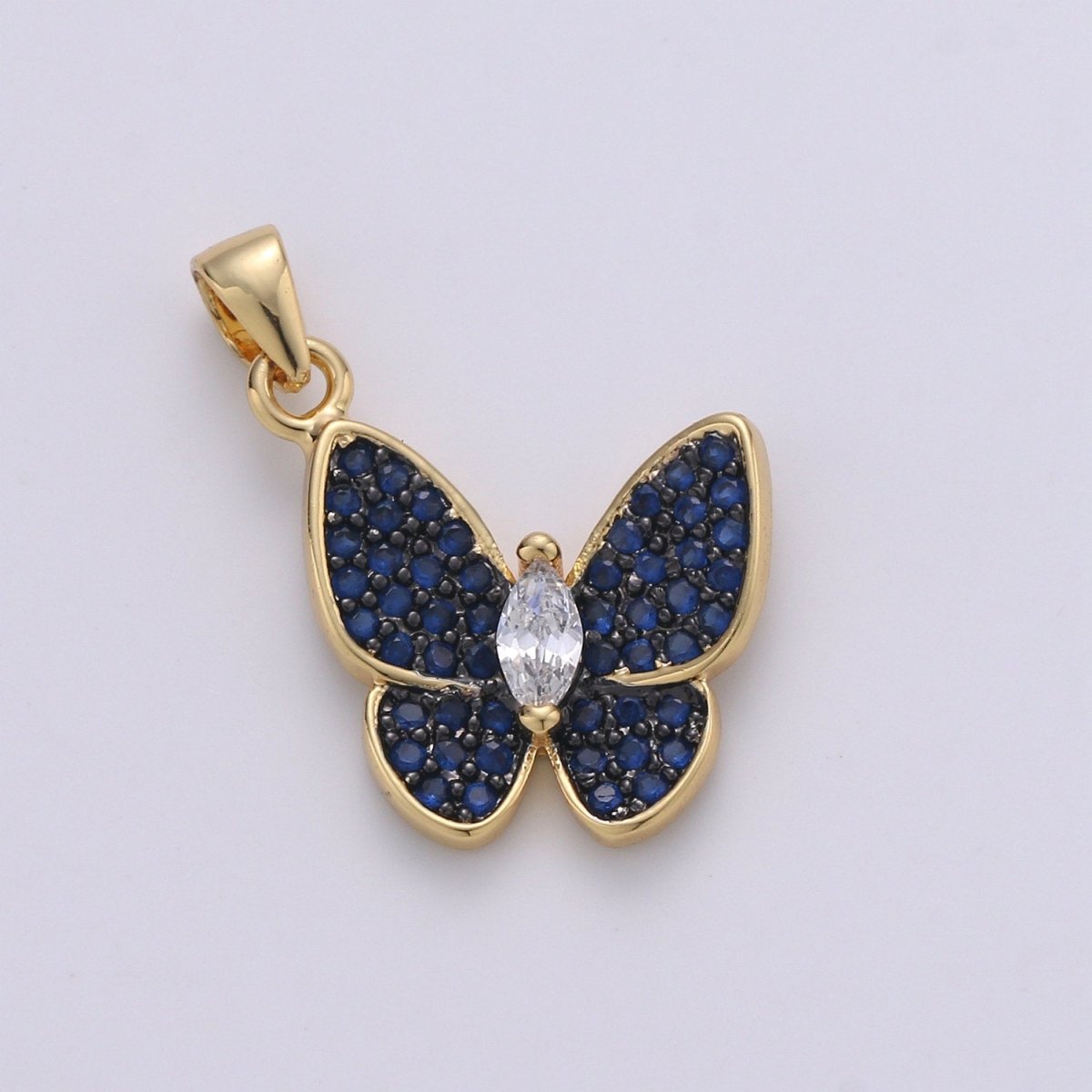 14k Gold Filled Charm Dainty Cubic Butterfly Pendant, Bracelet Charm, Necklace Pendant, Micro Pave Animal Jewelry Supply I-375~I-378 - DLUXCA