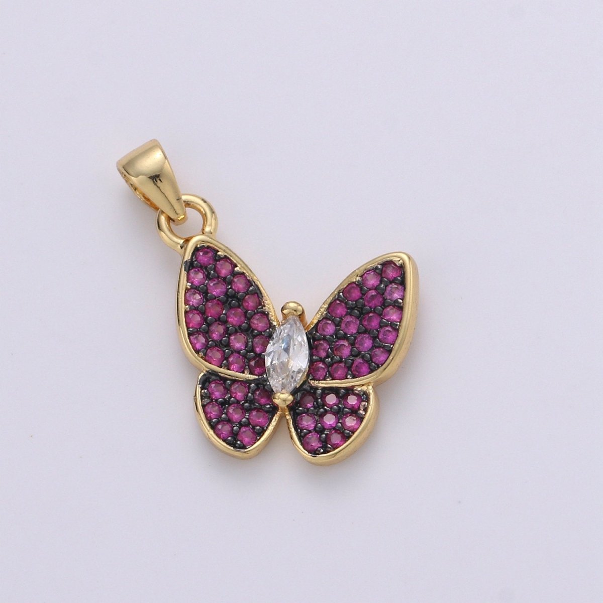 14k Gold Filled Charm Dainty Cubic Butterfly Pendant, Bracelet Charm, Necklace Pendant, Micro Pave Animal Jewelry Supply I-375~I-378 - DLUXCA