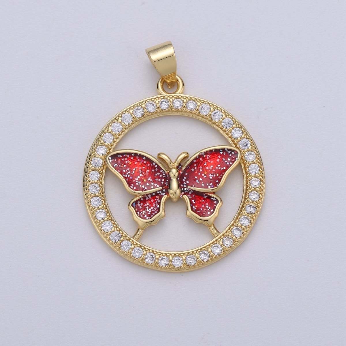 14k Gold Filled Charm Dainty Cubic Butterfly Pendant, Bracelet Charm, Necklace Pendant, Micro Pave Animal Jewelry Supply I-704 - DLUXCA