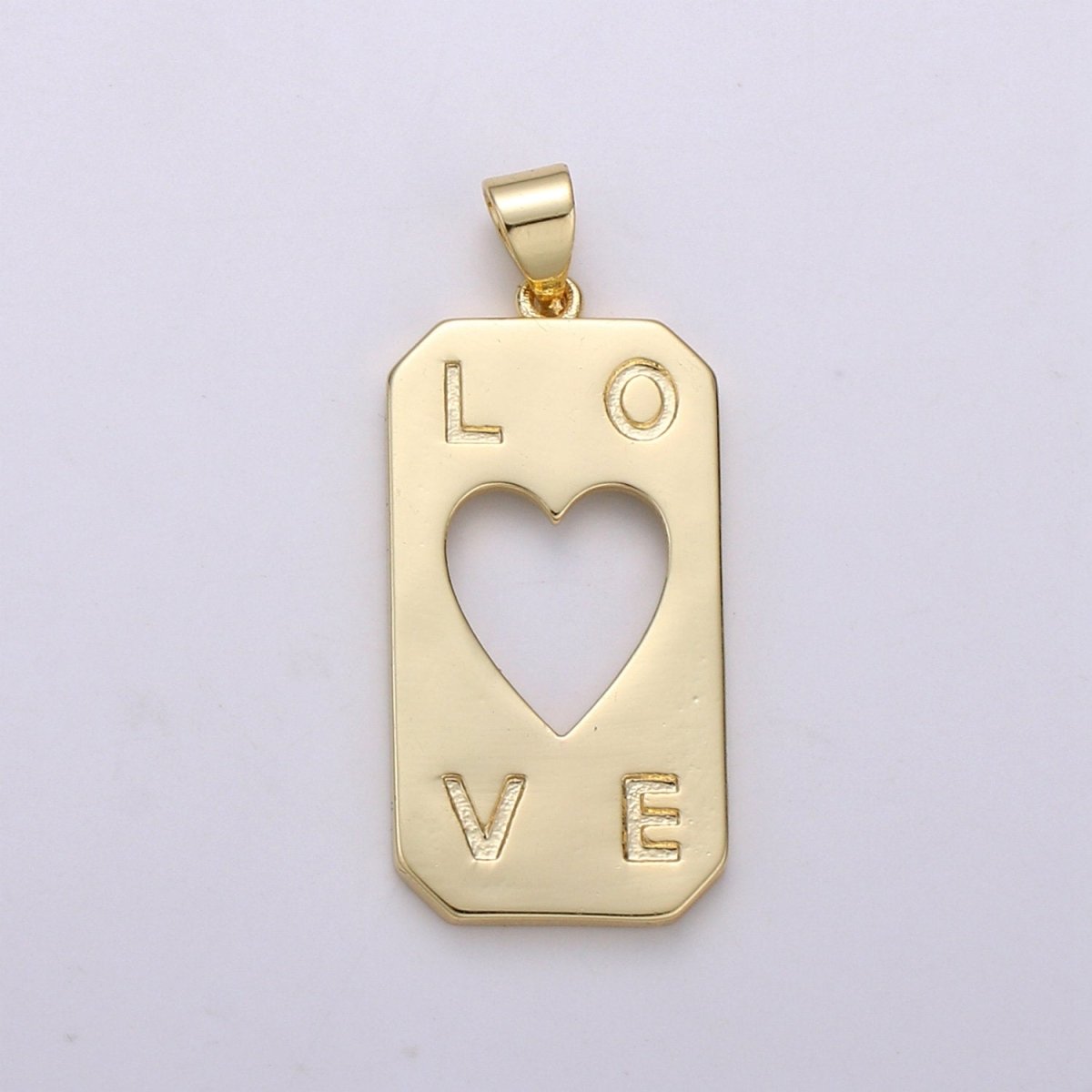 14K Gold Filled Charm Hollow out Heart Pendant LOVE Words Charm Tag Jewelry for Necklace Bracelet Earring Component Supply J-126 - DLUXCA