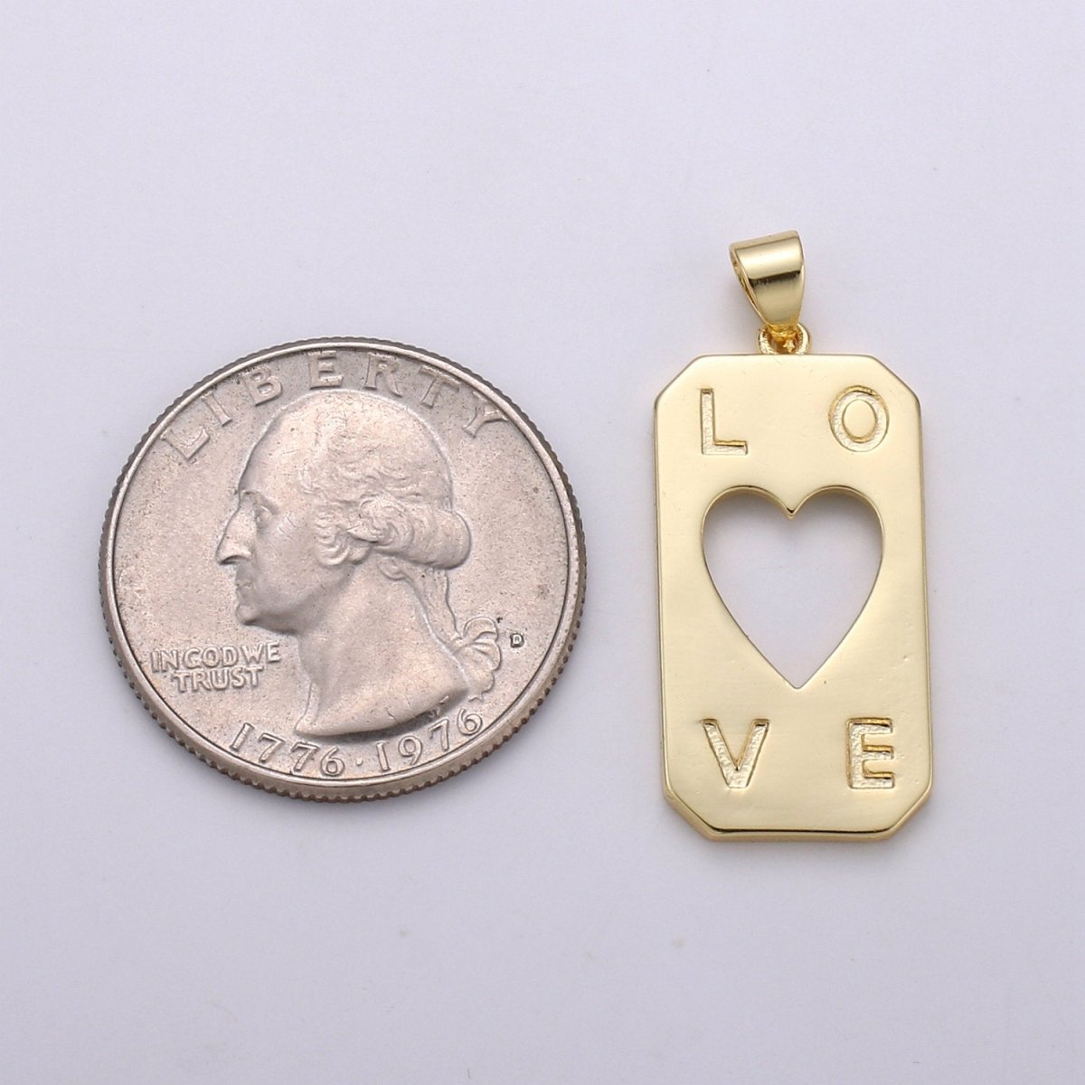 14K Gold Filled Charm Hollow out Heart Pendant LOVE Words Charm Tag Jewelry for Necklace Bracelet Earring Component Supply J-126 - DLUXCA