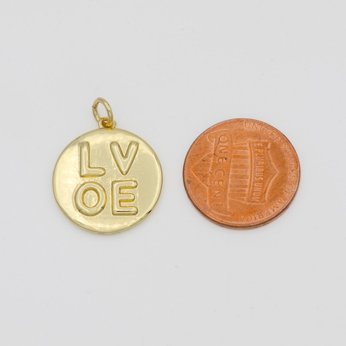 14K Gold Filled Charm Medallion Heart Pendant LOVE Words Charm Tag Jewelry for Necklace Bracelet Earring Component Supply E-160 - DLUXCA
