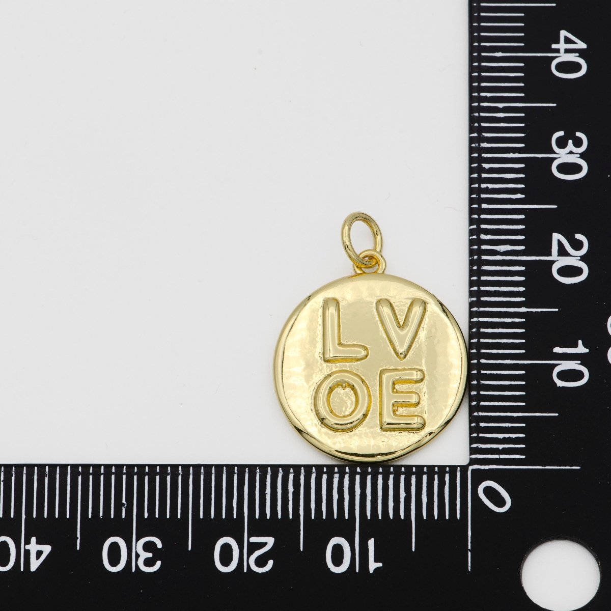 14K Gold Filled Charm Medallion Heart Pendant LOVE Words Charm Tag Jewelry for Necklace Bracelet Earring Component Supply E-160 - DLUXCA