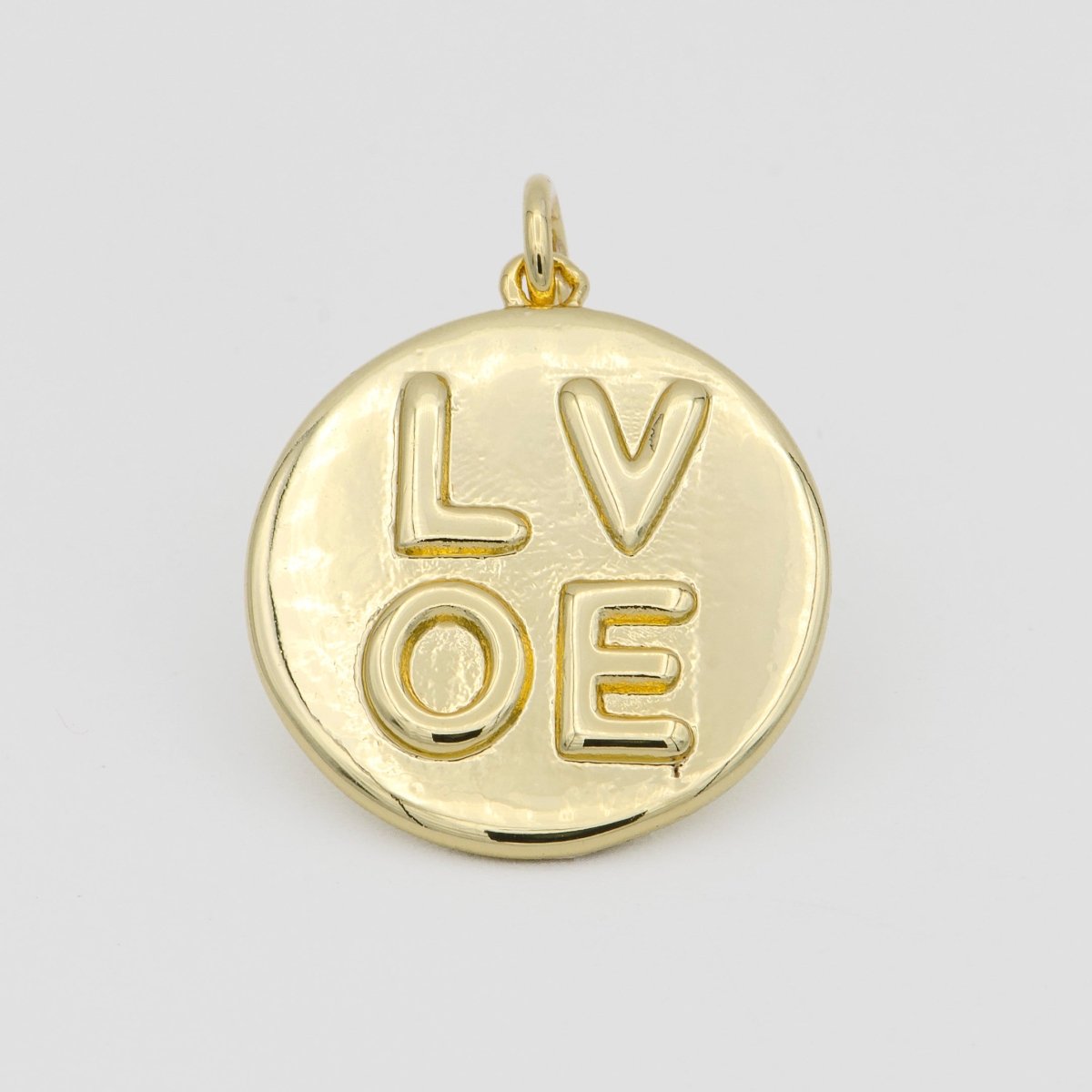 14K Gold Filled Charm Medallion Heart Pendant LOVE Words Charm Tag Jewelry for Necklace Bracelet Earring Component Supply E-160 - DLUXCA