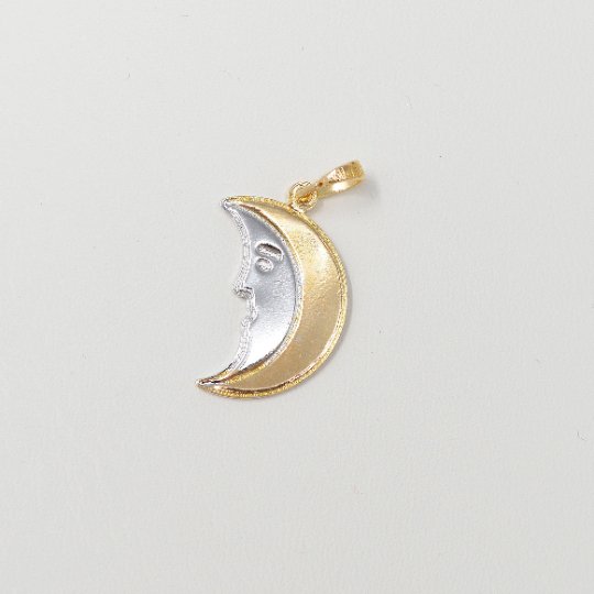 14K Gold Filled Charm Tiny Crescent Moon Face Charm - Two Tone Charm small half moon with face charm for Necklace Bracelet Earring, J-217 - DLUXCA