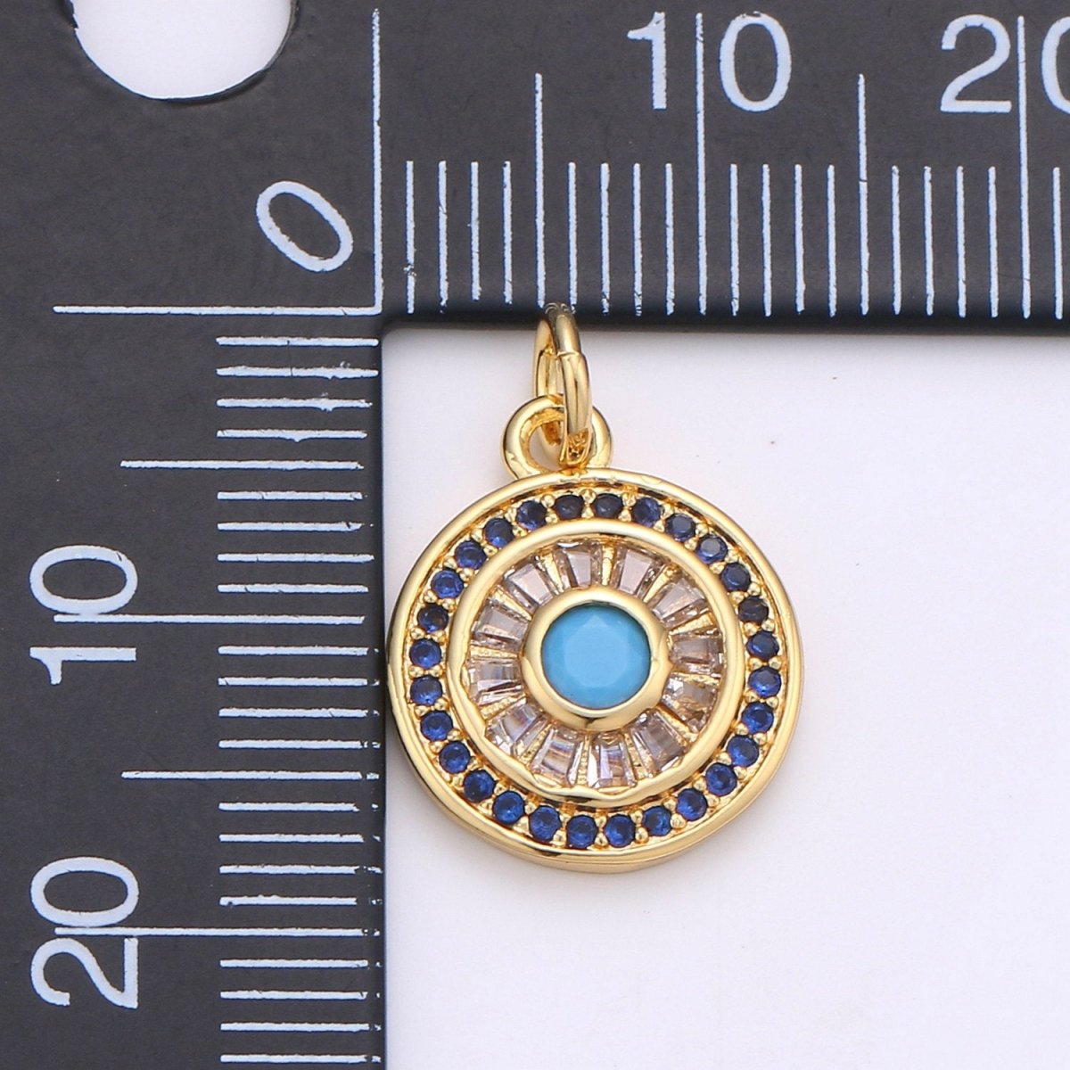 14k Gold Filled Charms, Micro Pave Sun Charms, Sun Jewelry, Cubic Zirconia Charms, Turquoise Cz Stone Charms D-625 - DLUXCA
