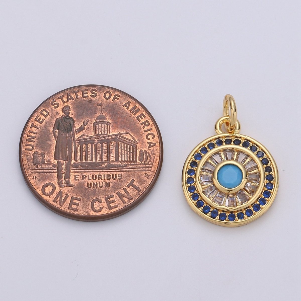 14k Gold Filled Charms, Micro Pave Sun Charms, Sun Jewelry, Cubic Zirconia Charms, Turquoise Cz Stone Charms D-625 - DLUXCA