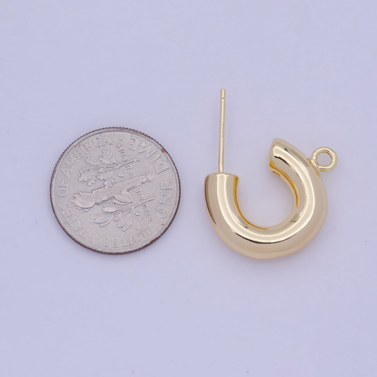 14K Gold Filled Chubby C-Shaped Hoop Open Loop Earrings Making Supply L-732 - DLUXCA