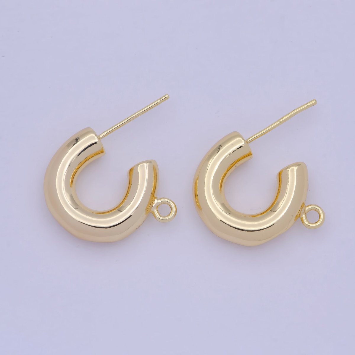 14K Gold Filled Chubby C-Shaped Hoop Open Loop Earrings Making Supply L-732 - DLUXCA