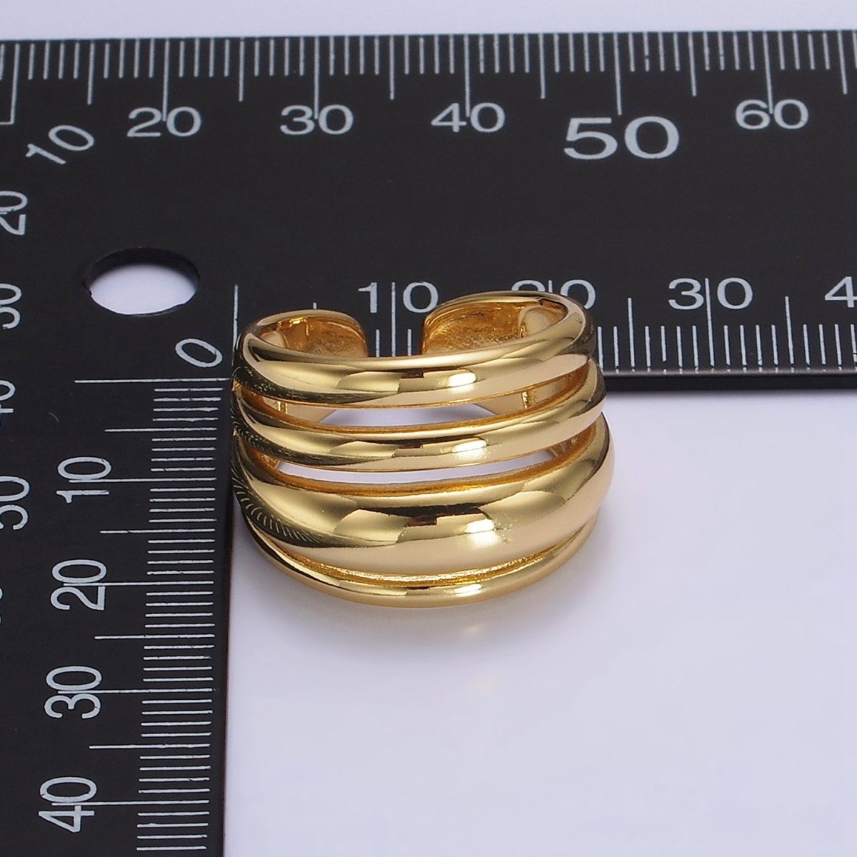 14K Gold Filled Chubby Dome Multiple Band Statement Ring | O-573 - DLUXCA