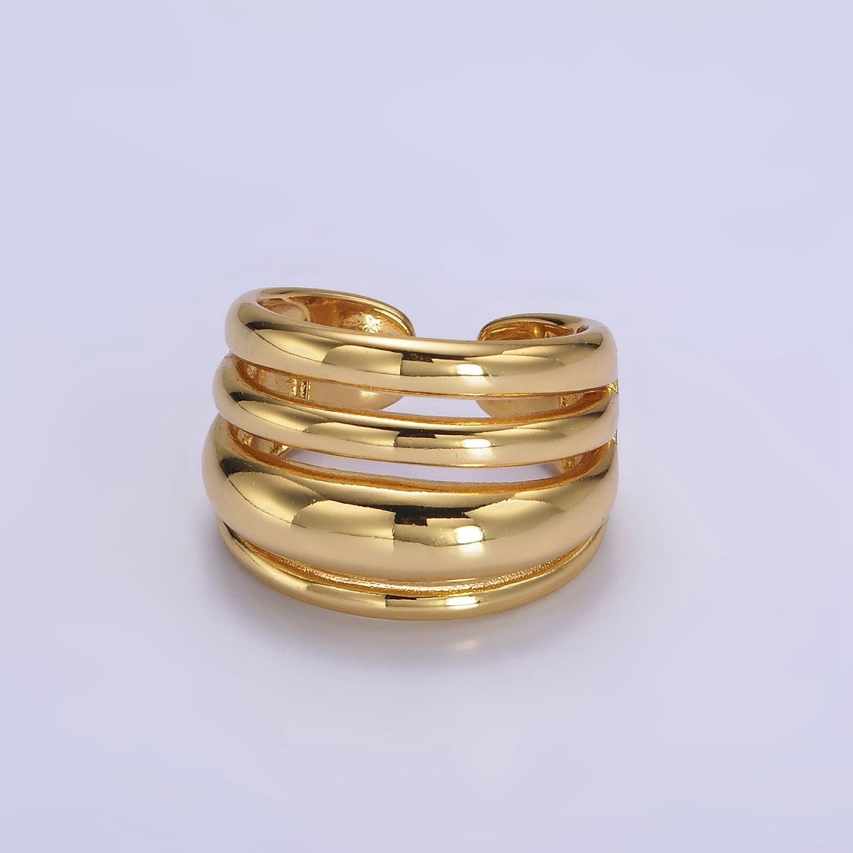 14K Gold Filled Chubby Dome Multiple Band Statement Ring | O-573 - DLUXCA