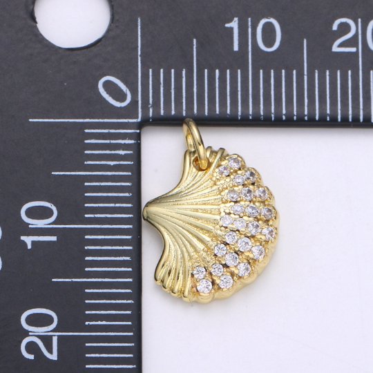14K Gold Filled Clam Shell Pendant, Scallop Shell, Cockle Shell, Seashell Charms, Gold Shel,E-107l Pendant, Beach Inspired Charm Supply,E-107 - DLUXCA