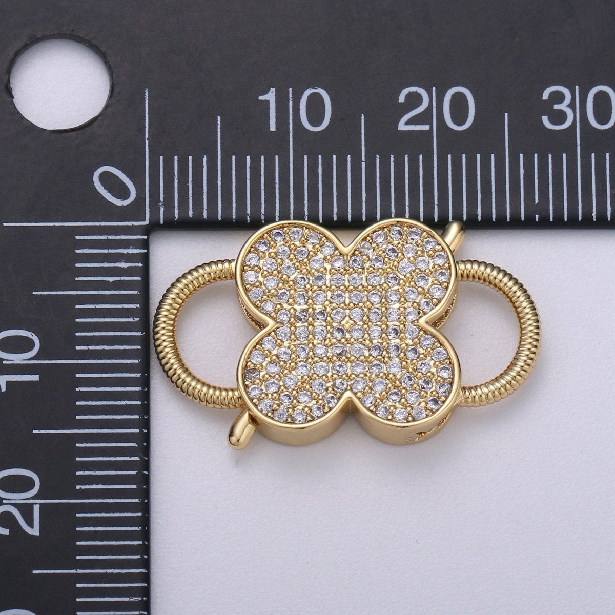 14k Gold Filled Clasp clicker Clover Clasp, 16x27mm, Flower Clover double Clicker ends, Bracelet Necklace Clicker Connector K-911 - DLUXCA