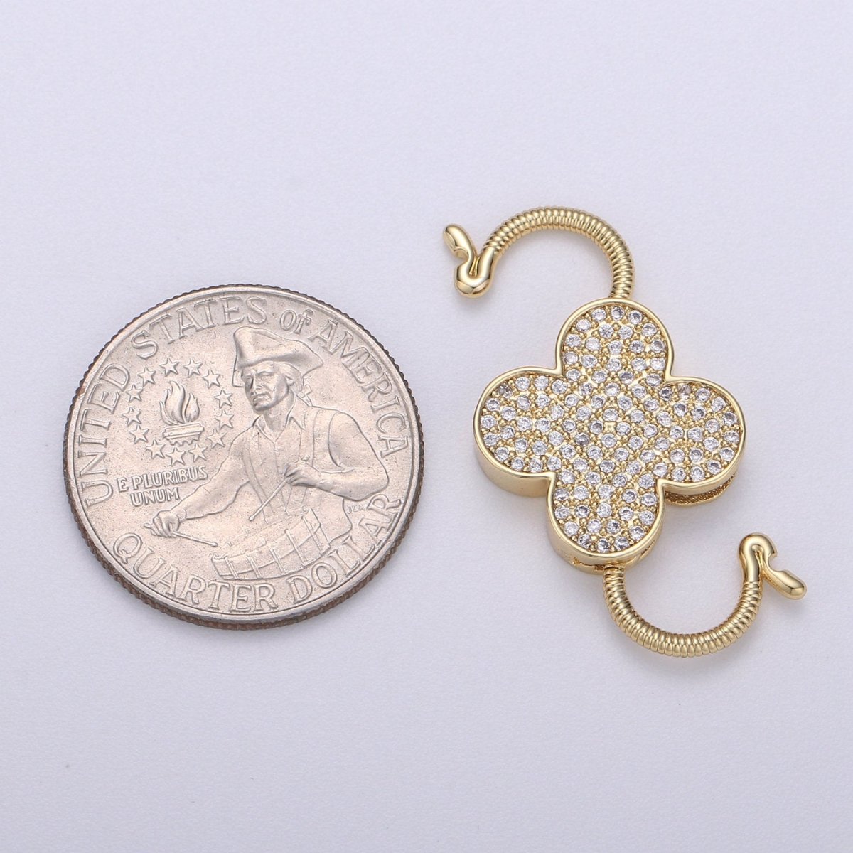 14k Gold Filled Clasp clicker Clover Clasp, 16x27mm, Flower Clover double Clicker ends, Bracelet Necklace Clicker Connector K-911 - DLUXCA